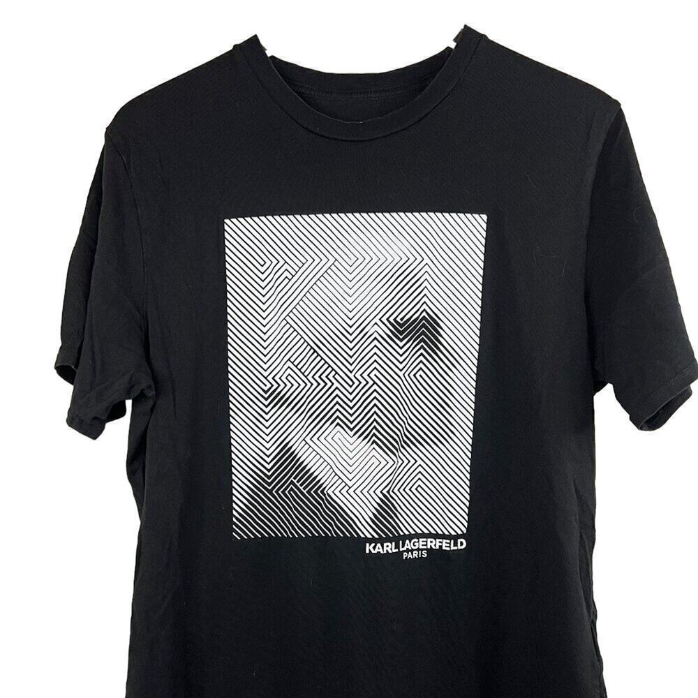Karl Lagerfeld Paris Silhouette Optical Illusion Black T-shirt Men's Size M
